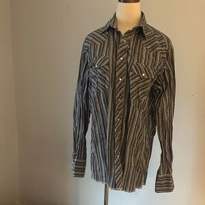 Vintage Wrangler Gray Striped Western Shirt